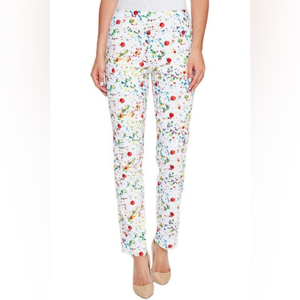 KRAZY LARRY Pull On Ankle Pants Splatter Size 8